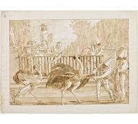 PMEFGJDPE Famous Pictures Paintings Canvas Prints Punchinello with the Ostriches by Battista Tiepolo Wall Art Graffiti for Home Decor 60x90cm