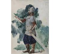 PMEFGJDPE Famous Pictures Paintings Canvas Prints Ruslan. Costume Design for the Opera Ruslan and Lyudmila by Valentin Aleksandrovich Serov Wall Art Graffiti for Home Decor 60x90cm