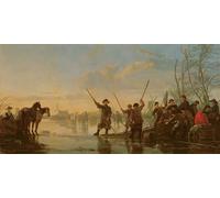 PMEFGJDPE Famous Pictures Paintings Canvas Prints Skating Scene with the Maas At Dordrecht by Aelbert Cuyp Wall Art Graffiti for Home Decor 60x90cm