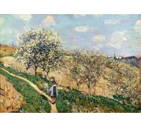 PMEFGJDPE Famous Pictures Paintings Canvas Prints Springtime At Bougival by Alfred Sisle Wall Art Graffiti for Home Decor 60x90cm