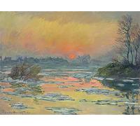 PMEFGJDPE Famous Pictures Paintings Canvas Prints Sunset Over The Seine by Claude Monet Wall Art Graffiti for Home Decor 60x90cm