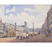 PMEFGJDPE Famous Pictures Paintings Canvas Prints the Main Square in Linz by Rudolf Von Alt Wall Art Graffiti for Home Decor 60x90cm