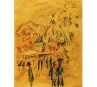 PMEFGJDPE Famous Pictures Paintings Canvas Prints the Way to the Country by August Macke Wall Art Graffiti for Home Decor 60x90cm