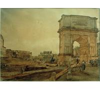 PMEFGJDPE Famous Pictures Paintings Canvas Prints Titus Arches in Rom by Rudolf Von Alt Wall Art Graffiti for Home Decor 60x90cm