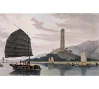 PMEFGJDPE Famous Pictures Paintings Canvas Prints Wham Poa Pagoda with Boats Sailing in Front From a Picturesque Journey to India Wall Art Graffiti for Home Decor 60x90cm
