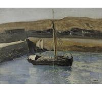 PMEFGJDPE Famous Poster Wall Decor Art Print Images A Fishing Boat Honfleur by Jean Baptiste Camille Corot Animal Posters for Home Decor 60x90cm