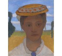 PMEFGJDPE Famous Poster Wall Decor Art Print Images Artist's Sister Herma with a Wreath of Daisies on Her Hat by Paula Modersohn Becker Animal Posters for Home Decor 60x90cm