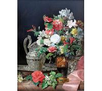 PMEFGJDPE Famous Poster Wall Decor Art Print Images Bouquet with Silver Vessels and Antique Vase by Ferdinand Georg Waldmuller Animal Posters for Home Decor 60x90cm