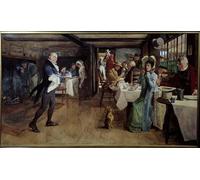 PMEFGJDPE Famous Poster Wall Decor Art Print Images Breakfast At the Inn Painting by Cecil Charles Windsor Aldin Animal Posters for Home Decor 60x90cm