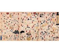 PMEFGJDPE Famous Poster Wall Decor Art Print Images Cats. From the Series Fiftythree Stations of the Tokaido by Utagawa Kuniyoshi Animal Posters for Home Decor 60x90cm