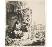 PMEFGJDPE Famous Poster Wall Decor Art Print Images Christ and the woman of samaria Among Ruins by Rembrandt van Rijn Animal Posters for Home Decor 60x90cm