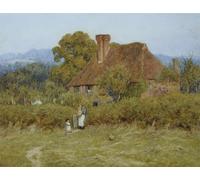 PMEFGJDPE Famous Poster Wall Decor Art Print Images Cottage At Broadham Green Surrey in Sunset Light by Helen Allingham Animal Posters for Home Decor 60x90cm