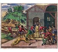 PMEFGJDPE Famous Poster Wall Decor Art Print Images Cruelty of the Spanish Colonists Towards the Indians by Theodore De Bry Animal Posters for Home Decor 60x90cm