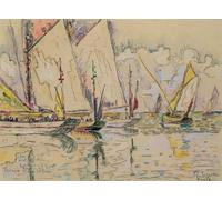 PMEFGJDPE Famous Poster Wall Decor Art Print Images Departure of Tuna Boats At Groix by Paul Signac Animal Posters for Home Decor 60x90cm