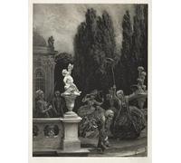 PMEFGJDPE Famous Poster Wall Decor Art Print Images Essay on Stone with Brush and Scraper: Playing at Hoops on the Castle Terrace by Adolph Menzel Animal Posters for Home Decor 60x90cm