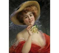PMEFGJDPE Famous Poster Wall Decor Art Print Images Fille a La Rose Jaune by Emile Vernon Animal Posters for Home Decor 60x90cm