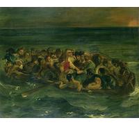 PMEFGJDPE Famous Poster Wall Decor Art Print Images for the Shipwreck of Don Juan by Ferdinandeugene Delacroix Animal Posters for Home Decor 60x90cm
