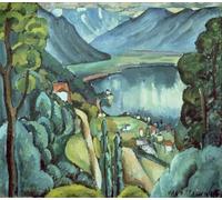 PMEFGJDPE Famous Poster Wall Decor Art Print Images Lake Geneva by Ilya Ivanovich Mashkov Animal Posters for Home Decor 60x90cm