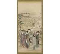 PMEFGJDPE Famous Poster Wall Decor Art Print Images Landscape Parties of Men and Women Looking At Cherry Blossoms by Katsushika Hokusai Animal Posters for Home Decor 60x90cm
