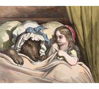 PMEFGJDPE Famous Poster Wall Decor Art Print Images Little Red Riding Hood and Wolf Dislike Like Grandma Illustration of the Tales by Gustave Dore Animal Posters for Home Decor 60x90cm
