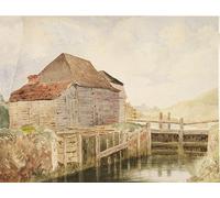 PMEFGJDPE Famous Poster Wall Decor Art Print Images Old Mill and Lock Gates by William Henry Hunt Animal Posters for Home Decor 60x90cm