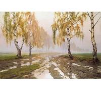 PMEFGJDPE Famous Poster Wall Decor Art Print Images Road Through the Birches by Józef Rapacki Animal Posters for Home Decor 60x90cm