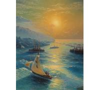 PMEFGJDPE Famous Poster Wall Decor Art Print Images Ships At the Feodosiya Raid by Ivan Constantinovich Ayvazovsky Animal Posters for Home Decor 60x90cm