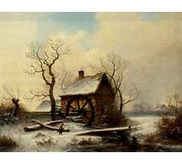 PMEFGJDPE Famous Poster Wall Decor Art Print Images the Mill in Winter by George Augustsus Williams Animal Posters for Home Decor 60x90cm