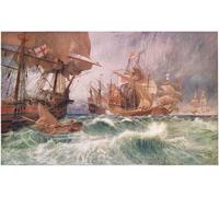 PMEFGJDPE Famous Poster Wall Decor Art Print Images the Summons to Surrender an Incident in the Attack of the Great Armada by George Vicat Cole Animal Posters for Home Decor 60x90cm