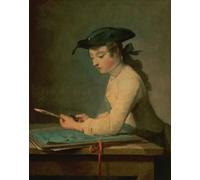 PMEFGJDPE Famous Poster Wall Decor Art Print Images the Young Draughtsman by Jean Baptiste Simeon Chardin Animal Posters for Home Decor 60x90cm