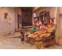 PMEFGJDPE Famous Print Artwork Premium Artwork a Fruit Stall At San Remo by Walter Frederick Roofe Tyndale Modern Canvas for Home Decor 60x90cm