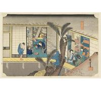 PMEFGJDPE Famous Print Artwork Premium Artwork Akasaka Interior of Inn in the Fifty-three Stations of the Tokaido Road by Ando Hiroshige Modern Canvas for Home Decor 60x90cm