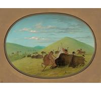 PMEFGJDPE Famous Print Artwork Premium Artwork Animal Animal Protecting the Calves by George Catlin Modern Canvas for Home Decor 60x90cm