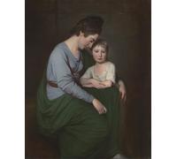 PMEFGJDPE Famous Print Artwork Premium Artwork Anneand Her Daughter Sybill by George Romney Modern Canvas for Home Decor 60x90cm