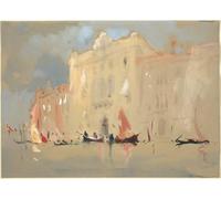 PMEFGJDPE Famous Print Artwork Premium Artwork Gondolas Before a on the Grand Canal by Hercules Brabazon Brabazon Modern Canvas for Home Decor 60x90cm