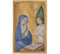 PMEFGJDPE Famous Print Artwork Premium Artwork Manuscript Leaf with the Annunciation From a Book of Hours by Jean Bourdichon Modern Canvas for Home Decor 60x90cm