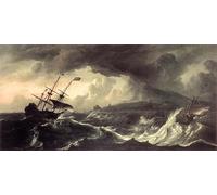 PMEFGJDPE Famous Print Artwork Premium Artwork Ships Running Aground in a Storm by Ludolf Backhuysen Modern Canvas for Home Decor 60x90cm