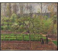 PMEFGJDPE Famous Print Artwork Premium Artwork Springtime Grey Weather Eragny by Camille Jacob Pissarro Modern Canvas for Home Decor 60x90cm
