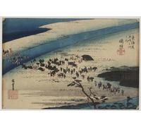 PMEFGJDPE Famous Print Artwork Premium Artwork Suruga Bank of the Oi River by Utagawa Hiroshige Modern Canvas for Home Decor 60x90cm