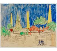PMEFGJDPE Famous Print Artwork Premium Artwork the City Tower by Ernst Ludwig Kirchner Modern Canvas for Home Decor 60x90cm