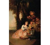 PMEFGJDPE Famous Print Artwork Premium Artwork the Declaration of Love by Jean Antoine Watteau Modern Canvas for Home Decor 60x90cm