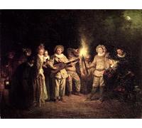 PMEFGJDPE Famous Print Artwork Premium Artwork the Italian Comedy by Jean Antoine Watteau Modern Canvas for Home Decor 60x90cm