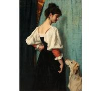 PMEFGJDPE Famous Print Artwork Premium Artwork the Italian Woman With Dog Modern Canvas for Home Decor 60x90cm