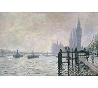 PMEFGJDPE Famous Print Artwork Premium Artwork the Thames Below Westminster by Claude Monet Modern Canvas for Home Decor 60x90cm