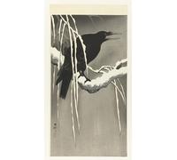 PMEFGJDPE Famous Print Artwork Premium Artwork Two Brent Geese in Flight by Ohara Koson Modern Canvas for Home Decor 60x90cm