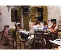 PMEFGJDPE Famous Print Artwork Premium Artwork Venetian Bead Stringers by Robert Frederick Blum Modern Canvas for Home Decor 60x90cm