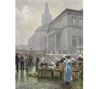 PMEFGJDPE Famous Print Artwork Premium Artwork View From the Fish Market At Gammel Strand in Copenhagen by by Paul Gustave Modern Canvas for Home Decor 60x90cm