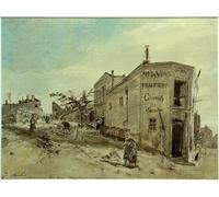PMEFGJDPE Famous Print Artwork Premium Artwork View of Montmartre the Café Le Roi Du Desert by Johan Barthold Jongkind Modern Canvas for Home Decor 60x90cm
