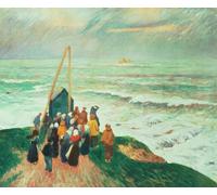 PMEFGJDPE Famous Print Artwork Premium Artwork Waiting for the Return of the Fishermen in Brittan by Henry Moret Modern Canvas for Home Decor 60x90cm