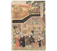 PMEFGJDPE HD Canvas Art Canvas Wall Artwork a Group of Actors on Their Way to the Oji Shrine on New Year's Day Signed Kuniyoshi Kiwame Seal Oban Tatee by Utagawa Kuniyoshi for Home Decor 60x90cm